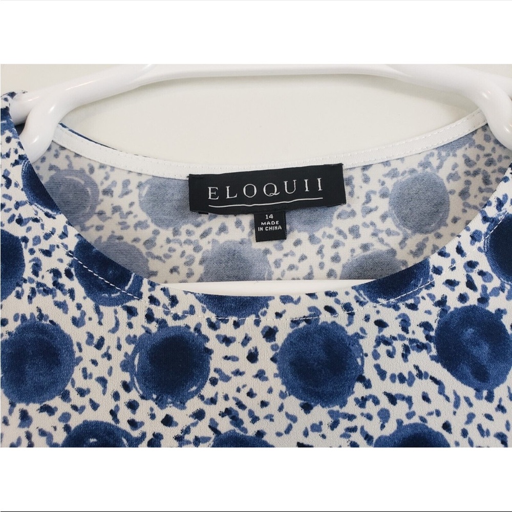 Eloquii Navy and White Patterned Long Sleeve Dress - Picture 2 of 4